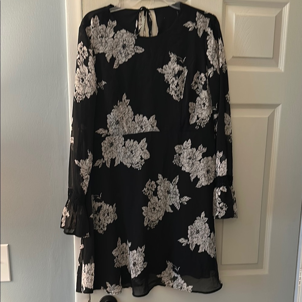 Elegant Black and White Floral Dress